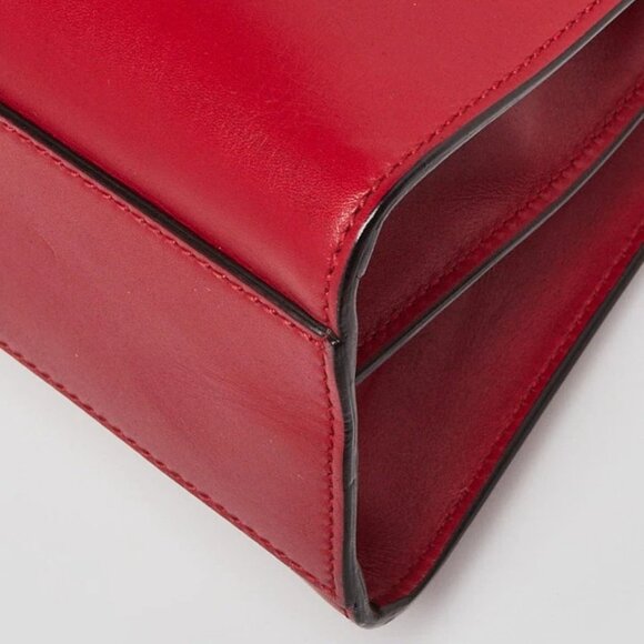 Gucci Red Smooth Calfskin Leather Nymphaea Medium Top Handle Bag - Picture 4 of 12